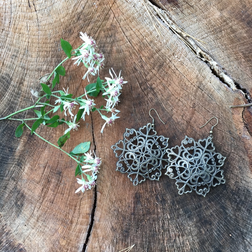 Massive Airy Bronze Statement Earrings - Picture 2 of 8